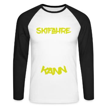 Skifahren - Warum ich Skifahre... - Unisex Baseballshirt langarm - Weiß/Schwarz - Vorne - Nik (191cm)