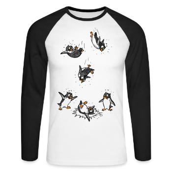 Penguins can not fly! - Unisex Long Sleeve Baseball T-Shirt - white/black - Front - Nik (191cm)