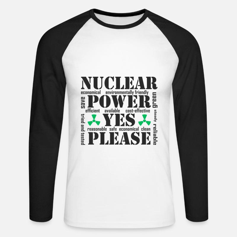 Atomkraft, Ja bitte, Kernenergie - Unisex Baseballshirt langarm - Weiß/Schwarz