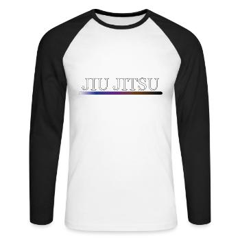 Jiu-Jitsu Sign/ Belt Colours - Unisex Baseballshirt langarm - Weiß/Schwarz - Vorne - Nik (191cm)