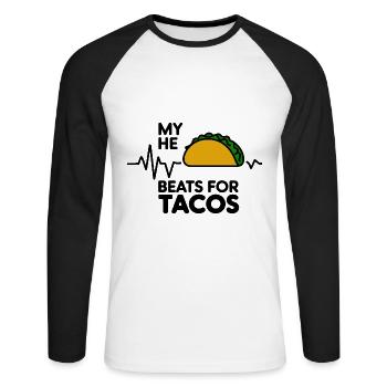 Taco Tuesday Emergency Lustiges mexikanisches Essen - Unisex Baseballshirt langarm - Weiß/Schwarz - Vorne - Nik (191cm)