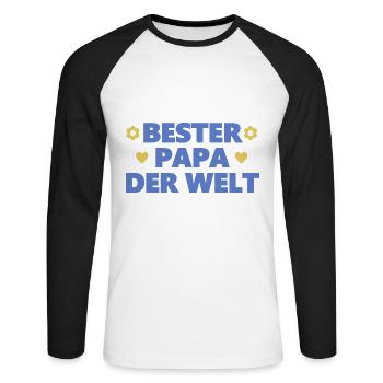 Bester Papa der Welt | Geschenk Vatertag 2025 - Unisex Baseballshirt langarm - Weiß/Schwarz - Vorne - Nik (191cm)