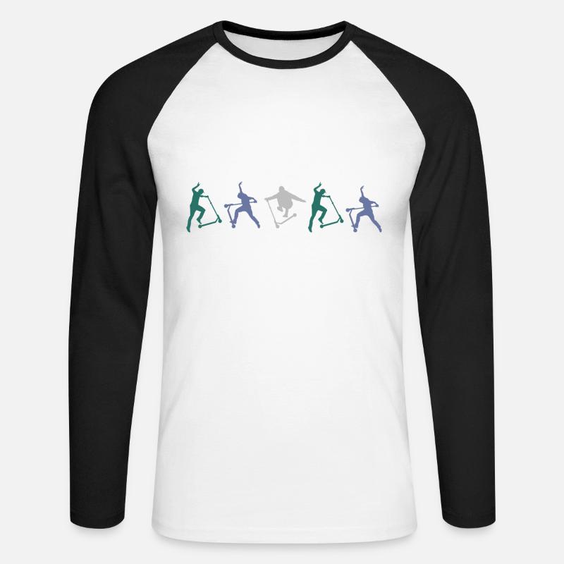 stuntscooter rollerscooter scooter e-scooter-pro - Unisex Baseballshirt langarm - Weiß/Schwarz