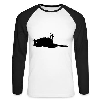 Vogel tot bird dead - Unisex Baseballshirt langarm - Weiß/Schwarz - Vorne - Nik (191cm)