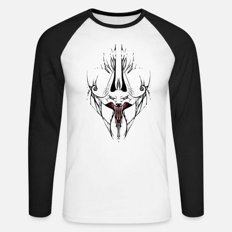 Wolf - Unisex Baseballshirt langarm - Weiß/Schwarz