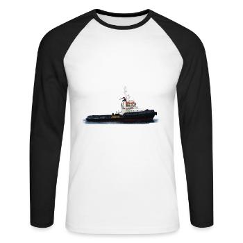 Schleppschiff mit leistungsstarkem Antrieb - Unisex Baseballshirt langarm - Weiß/Schwarz - Vorne - Nik (191cm)