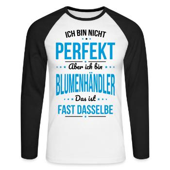 Je ne suis pas parfaite, mais je suis fleuriste - T-shirt baseball manches longues Homme - blanc/noir - Devant - Nik (191cm)