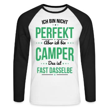 Je ne suis pas parfait, mais je suis un campeur - T-shirt baseball manches longues Homme - blanc/noir - Devant - Nik (191cm)