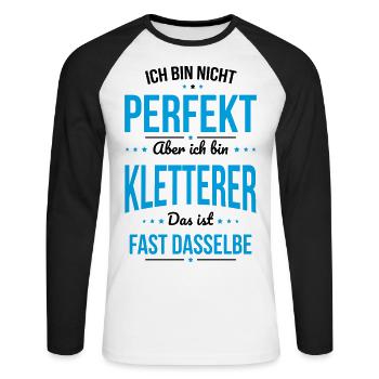 Je ne suis pas parfait, mais je suis un grimpeur - T-shirt baseball manches longues Homme - blanc/noir - Devant - Nik (191cm)
