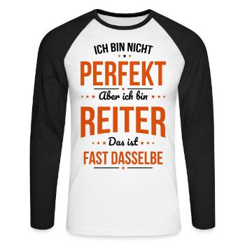 Je ne suis pas parfait, mais je suis un cavalier - T-shirt baseball manches longues Homme - blanc/noir - Devant - Nik (191cm)