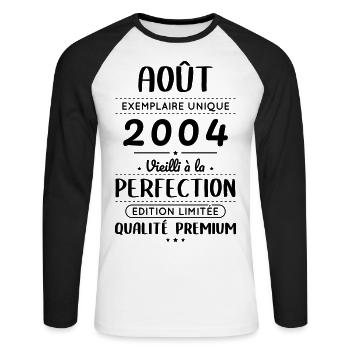 20th Anniversary - August 2004 Perfection - Unisex Long Sleeve Baseball T-Shirt - white/black - Front - Nik (191cm)