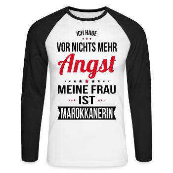My wife is Moroccan - gift idea humor - Unisex Long Sleeve Baseball T-Shirt - white/black - Front - Nik (191cm)