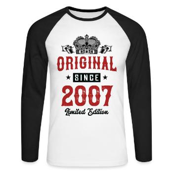 2007 Limited Edition - Unisex Long Sleeve Baseball T-Shirt - white/black - Front - Nik (191cm)