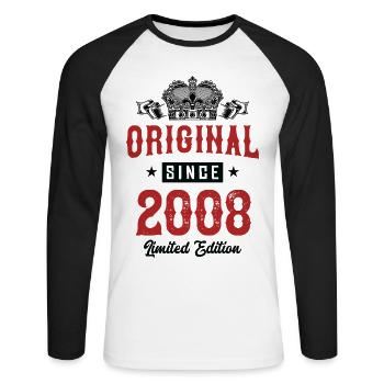 2008 limited edition - Unisex Baseballshirt langarm - Weiß/Schwarz - Vorne - Nik (191cm)