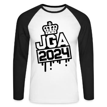 Junggesellenabschied Jga 2024 - Unisex Baseballshirt langarm - Weiß/Schwarz - Vorne - Nik (191cm)