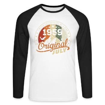 1959 Juillet 1959 Chemise Anniversaire 1959 Cadeau - T-shirt baseball manches longues Homme - blanc/noir - Devant - Nik (191cm)