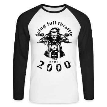 25. Geburtstag Going full throttle since 04/2000 - Unisex Long Sleeve Baseball T-Shirt - white/black - Front - Nik (191cm)