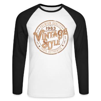 Vintage 1963 Retro 1963 Birthday Gift - Unisex Long Sleeve Baseball T-Shirt - white/black - Front - Nik (191cm)