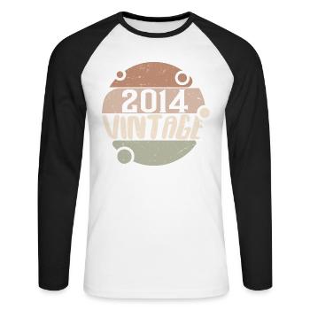 Vintage 2014 Retro Gifts 2014 Vintage 2014 - Unisex Long Sleeve Baseball T-Shirt - white/black - Front - Nik (191cm)