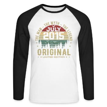 Cadeau Anniversaire Juillet 2015 Nées en Juillet - T-shirt baseball manches longues Homme - blanc/noir - Devant - Nik (191cm)