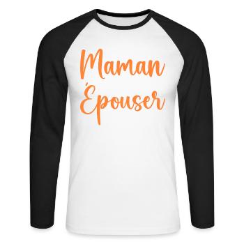 Maman veux tu épouser papa - demande en mariage - T-shirt baseball manches longues Homme - blanc/noir - Devant - Nik (191cm)