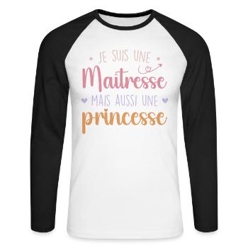 Mistress and Princess - Formidable Mistress - Unisex Long Sleeve Baseball T-Shirt - white/black - Front - Nik (191cm)