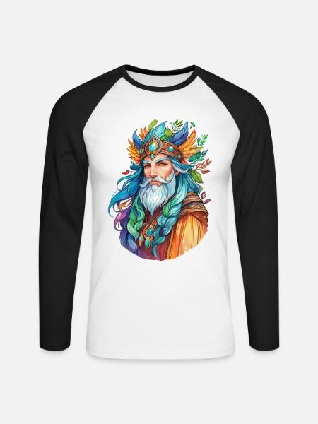 Druide Wasserfarben - Unisex Baseballshirt langarm - Weiß/Schwarz