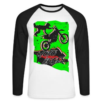 Cascade de motocross - T-shirt baseball manches longues Homme - blanc/noir - Devant - Nik (191cm)