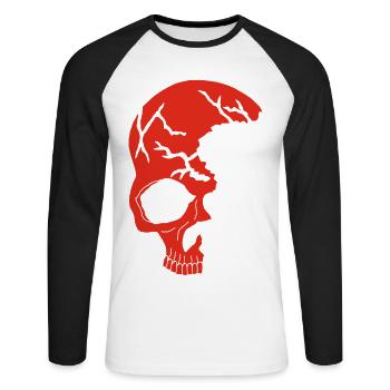 Demi-crâne rouge - T-shirt baseball manches longues Homme - blanc/noir - Devant - Nik (191cm)