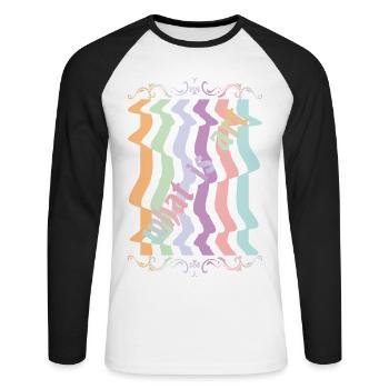Art abstrait - T-shirt baseball manches longues Homme - blanc/noir - Devant - Nik (191cm)