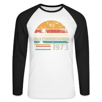 1973 Cadeau Anniversaire - Made in 1973 Rétro 1973 - T-shirt baseball manches longues Homme - blanc/noir - Devant - Nik (191cm)