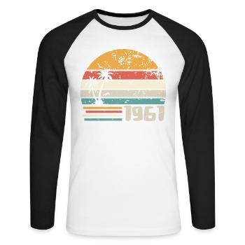 1961 Geburtstagsgeschenk - Made in 1961 Retro 1961 - Unisex Baseballshirt langarm - Weiß/Schwarz - Vorne - Nik (191cm)