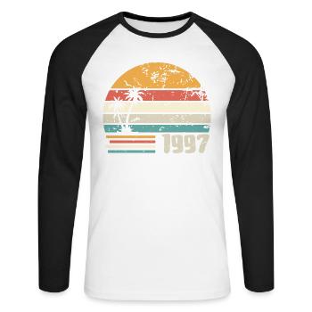 1997 Birthday Gift - Made in 1997 Retro 1997 - Unisex Long Sleeve Baseball T-Shirt - white/black - Front - Nik (191cm)