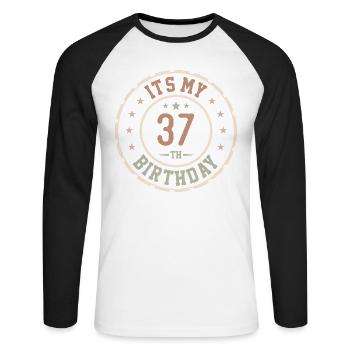 C'est Mon 37e Anniversaire Cadeau 37 Ans - T-shirt baseball manches longues Homme - blanc/noir - Devant - Nik (191cm)