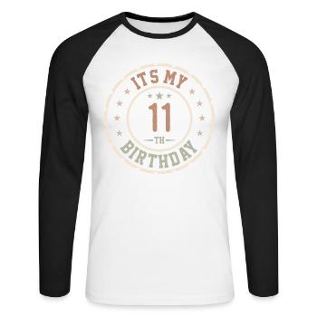 C'est Mon 11e Anniversaire Cadeau 11 Ans - T-shirt baseball manches longues Homme - blanc/noir - Devant - Nik (191cm)