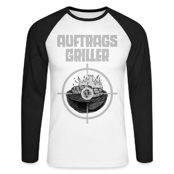 Auftragsgriller Grillmaster lustige Sprüche - Unisex Baseballshirt langarm - Weiß/Schwarz - Vorne - Nik (191cm)