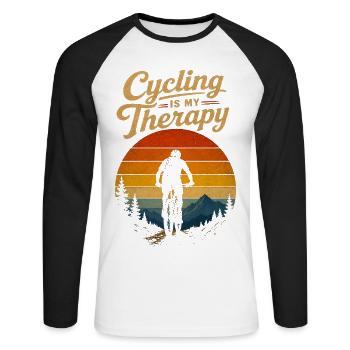 Funny Bike Lover Bicycling Outdoors Cycling - Unisex Baseballshirt langarm - Weiß/Schwarz - Vorne - Nik (191cm)