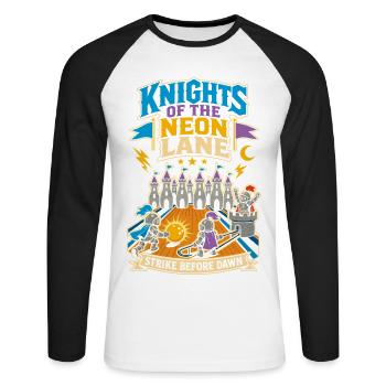 Néon de Knight Bowling - T-shirt baseball manches longues Homme - blanc/noir - Devant - Nik (191cm)