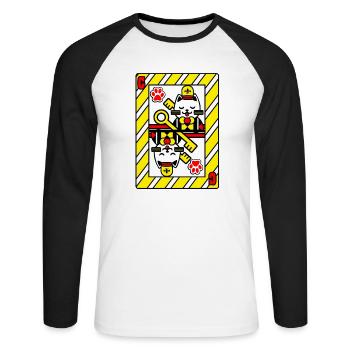Chats japonais - T-shirt baseball manches longues Homme - blanc/noir - Devant - Nik (191cm)