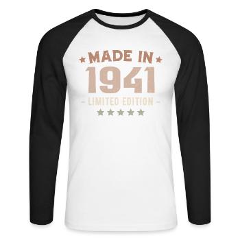Made In 1941 Cadeau Anniversaire 1941 Vintage 1941 - T-shirt baseball manches longues Homme - blanc/noir - Devant - Nik (191cm)