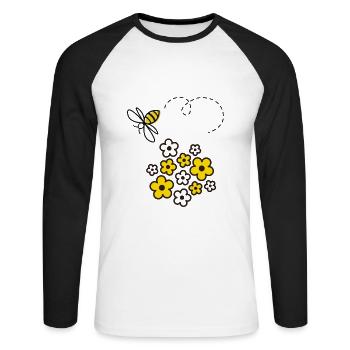 Biene - Unisex Baseballshirt langarm - Weiß/Schwarz - Vorne - Nik (191cm)