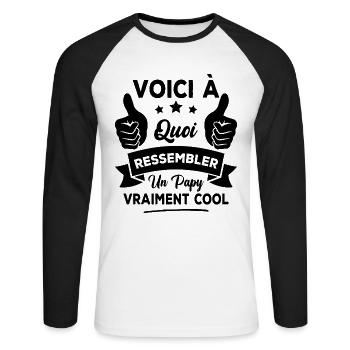 Voici à quoi ressembler un papy vraiment cool - T-shirt baseball manches longues Homme - blanc/noir - Devant - Nik (191cm)