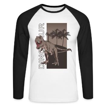 Dino Dinosaurs Dinosaur - Unisex Baseballshirt langarm - Weiß/Schwarz - Vorne - Nik (191cm)