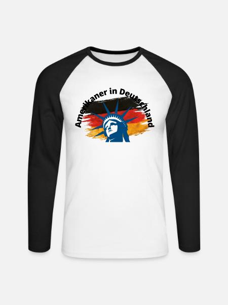 Amerikaner in Deutschland - Unisex Baseballshirt langarm - Weiß/Schwarz
