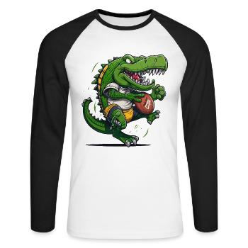 Croco d’Amérique - T-shirt baseball manches longues Homme - blanc/noir - Devant - Nik (191cm)