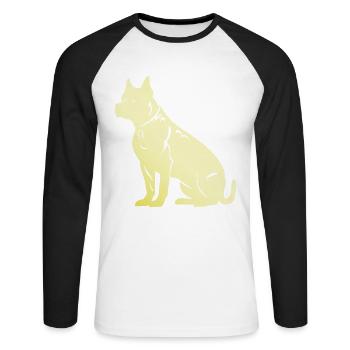 American Staffordshire Terrier Hund - Unisex Baseballshirt langarm - Weiß/Schwarz - Vorne - Nik (191cm)