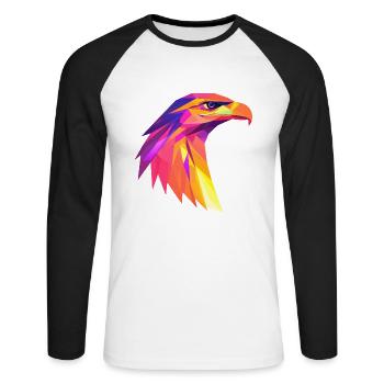 Eagle Head Low Poly Logo Design - Unisex Long Sleeve Baseball T-Shirt - white/black - Front - Nik (191cm)
