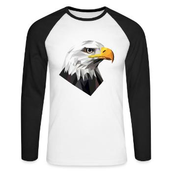 Eagle Head Low Poly Logo Design - Unisex Long Sleeve Baseball T-Shirt - white/black - Front - Nik (191cm)