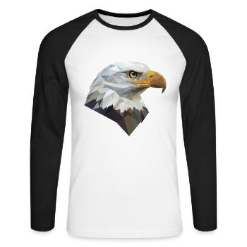 Adler Kopf Low Poly Art Logo Design - Unisex Baseballshirt langarm - Weiß/Schwarz - Vorne - Nik (191cm)