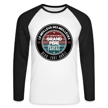 Le véritable grand père parfait - T-shirt baseball manches longues Homme - blanc/noir - Devant - Nik (191cm)